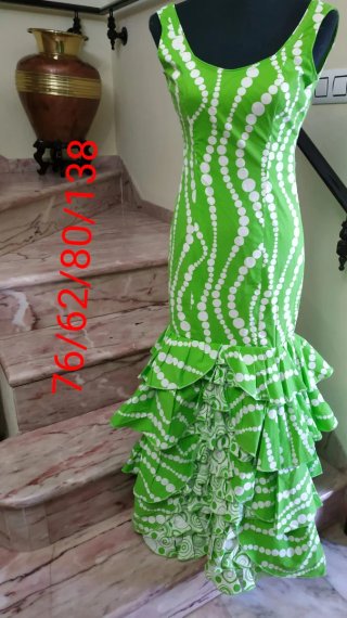 Vestido Flamenca Verde Lunares Talla M/38