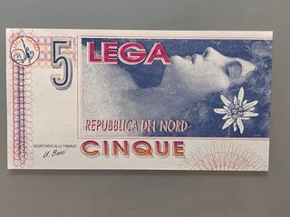 Lotto Banconote Lega Nord - 1 e 5 Lega
