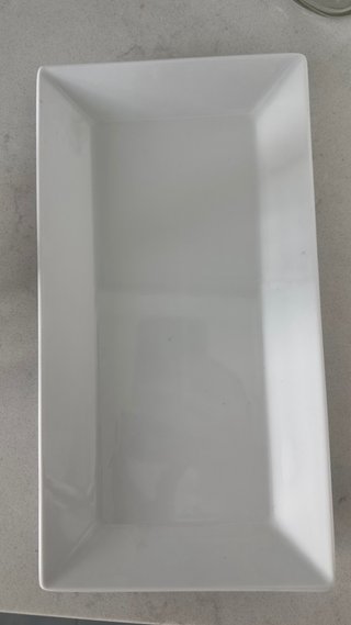 Plato rectangular porcelana blanco