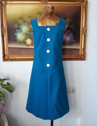 Vestido vintage azul con cinturón