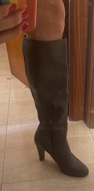 Botas altas tacón piel marrón