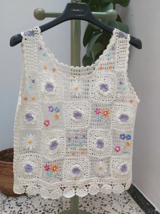 Top ganchillo y bordados fino