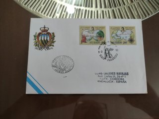 2 Sobres Primer Día San Marino 1992 Olimpiadas