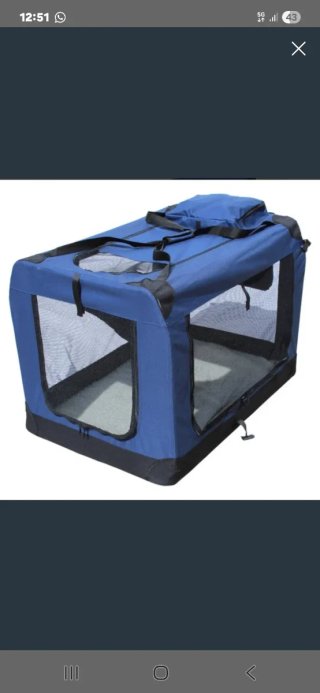Transportín para perro azul y negro