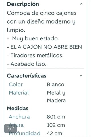 Cómoda blanca de madera