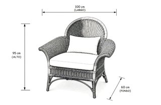 Sofá 3 plazas y 2 sillones ratán natural