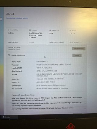 HP Omen 17', i7 8gen , GTX 1060 6GB, 16GB RAM, 1TB