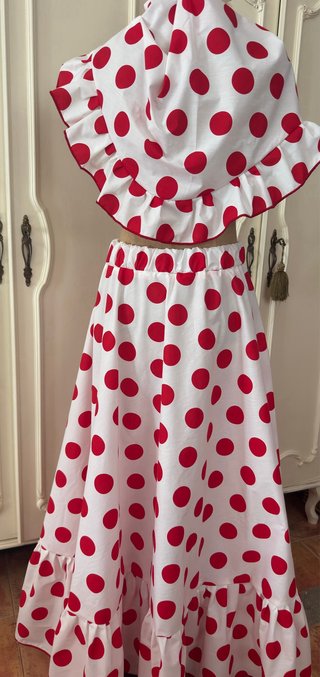Conjunto Flamenco Lunares Rojo y Blanco