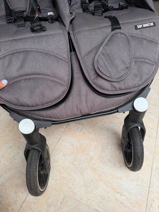 Carro gemelar Baby Monsters gris