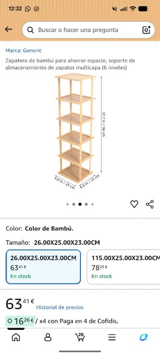 Scaffale/scarpiera smontabile a 6 livelli