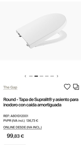 Tapa WC Roca The Gap Round Amortiguada