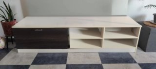 Mueble TV blanco y gris oscuro