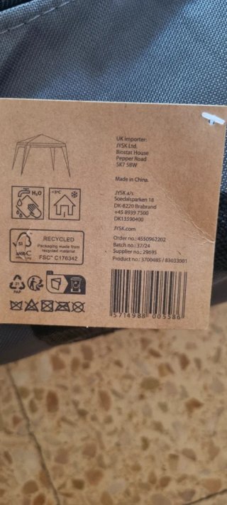 Carpa plegable 2.7x2.7m, 2.6m alto