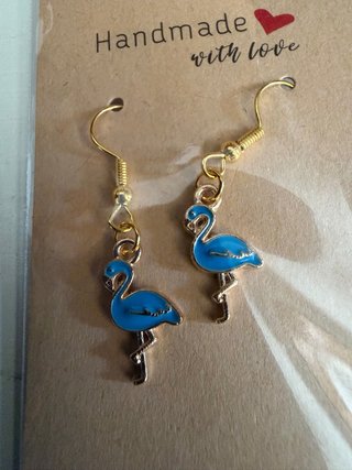 Pendientes Flamenco Azul y Dorado