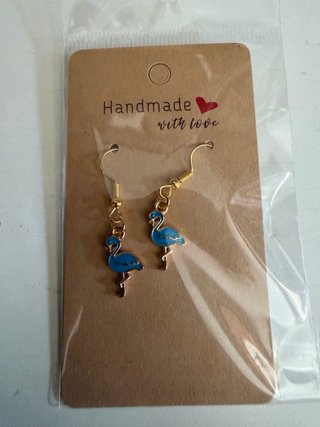 Pendientes Flamenco Azul y Dorado