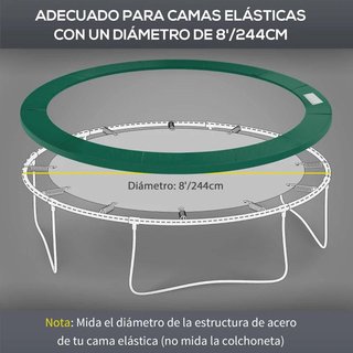 Protector Cama Elástica Ø244 Acolchado Verde