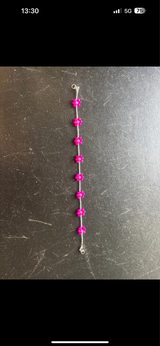 Bracciale uncinetto fiori rosa