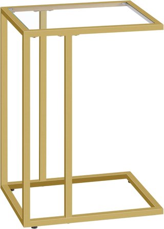 Mesa Auxiliar Metal Cristal Templado Dorada