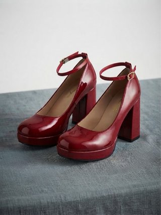 Zapatos charol plataforma tacón rojo