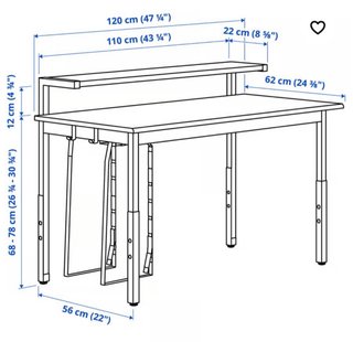 Scrivania IKEA 120x60 cm Nero