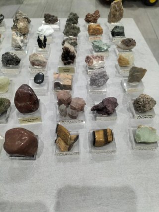 Colección de minerales en peana