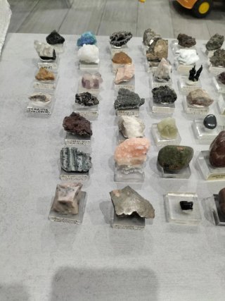 Colección de minerales en peana