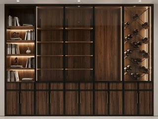 Mueble modular madera y cristal