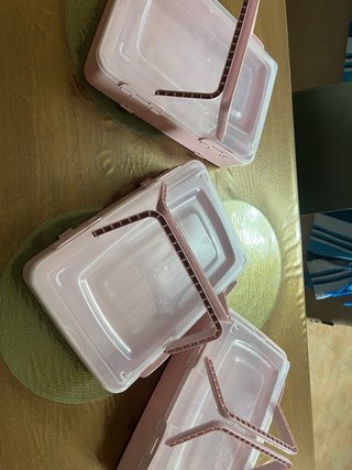 Set contenitori portaoggetti rosa
