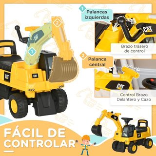 Escavatore Correpasillos CAT con Pala e Clacson per Bambini