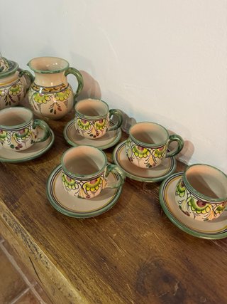 Juego de café de cerámica pintada a mano
