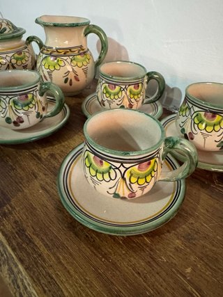 Juego de café de cerámica pintada a mano