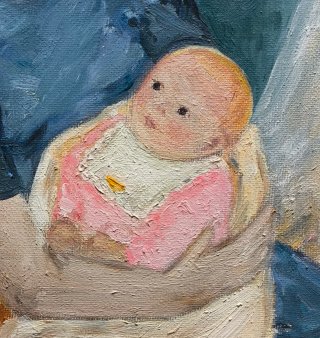 Cuadro al óleo Madre e hijo ,maternidad.