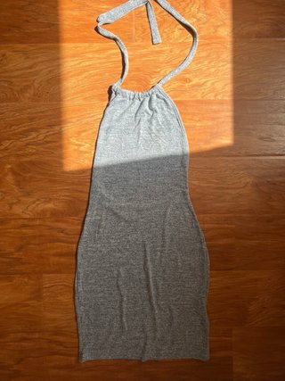 Vestido corto de mujer gris casual espalda
