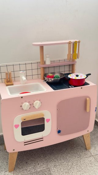 Mini cocina de juguete rosa 60x30