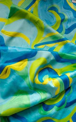 Tessuto raso azzurro e giallo