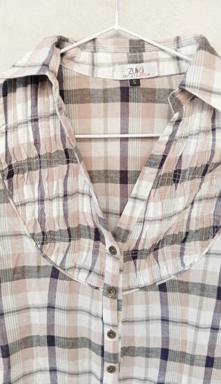 Camicia a quadri con volant per donna, Zuiki, tg S