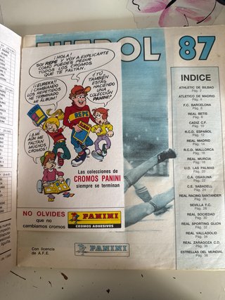 Álbum cromos Fútbol 87 Panini COMPLETO