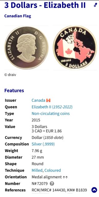 Canadá 3 Dólares Plata 2015 Certificacion NGC PF70