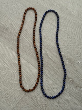 Collane perline marrone e blu