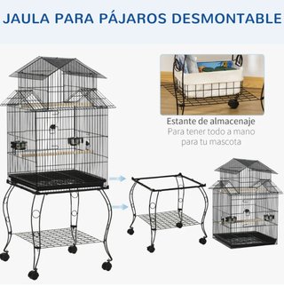Jaula para Pájaros con Ruedas 50x49x137cm