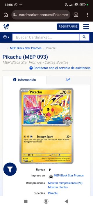 Pikachu MEP 093 - Carta Pokémon Mundial