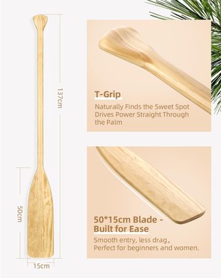 Remo de Madera 137cm, para Canoa y Kayak