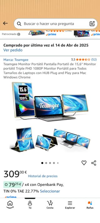 Doble Pantalla Portátil Teamgee 15.6 FHD