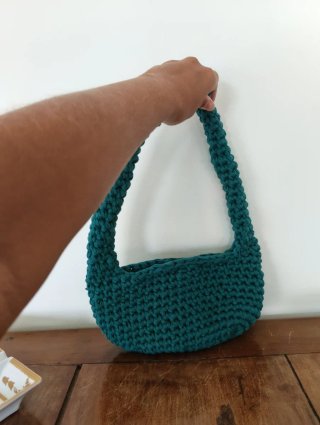 Borsa Hobo uncinetto verde petrolio