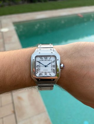 Reloj estilo Santos Plata y Blanco