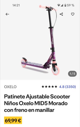Patinete Oxelo MID5 Morado