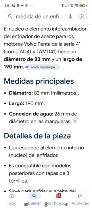 Enfriador Aceite Volvo Penta TAP 41