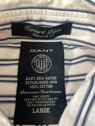 Camisa Gant Talla L Rayas Azul Blanco