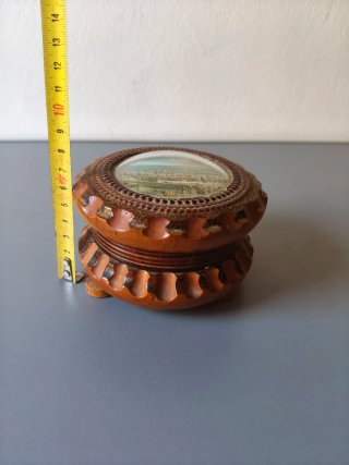 Joyero vintage madera forrado azul