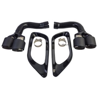 COLAS DE ESCAPE DOBLES CARDONO+ MARCO DE MOLDURA NEGRO BRILLANTE BMW X6 E71 08-14